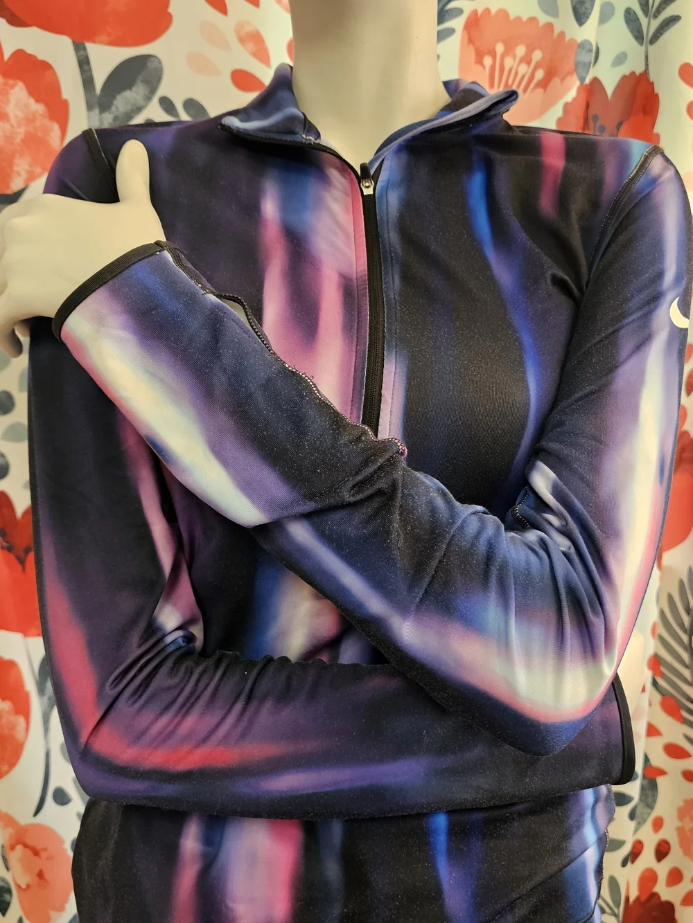 Nike Women's Zip-Front Dri Fit in Multicolor Aurora Print